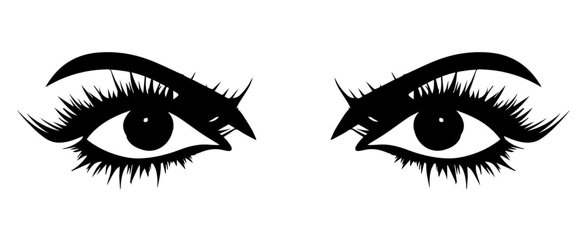 pair of eyes with eyebrows eyelashes vector graphic resources