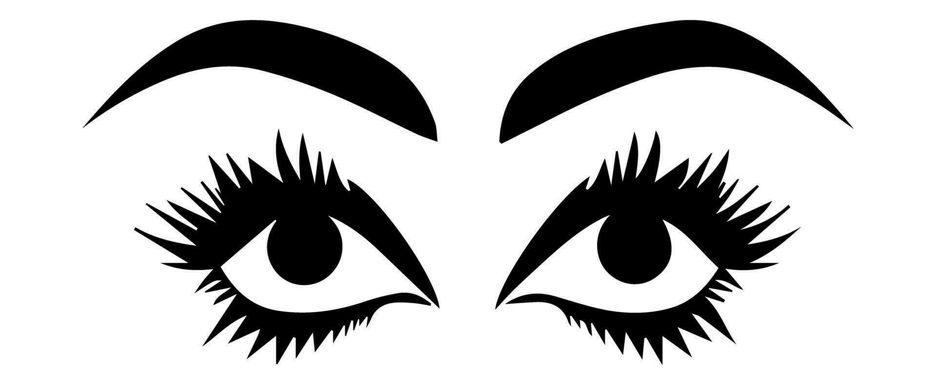 pair of eyes with eyebrows eyelashes vector graphic resources