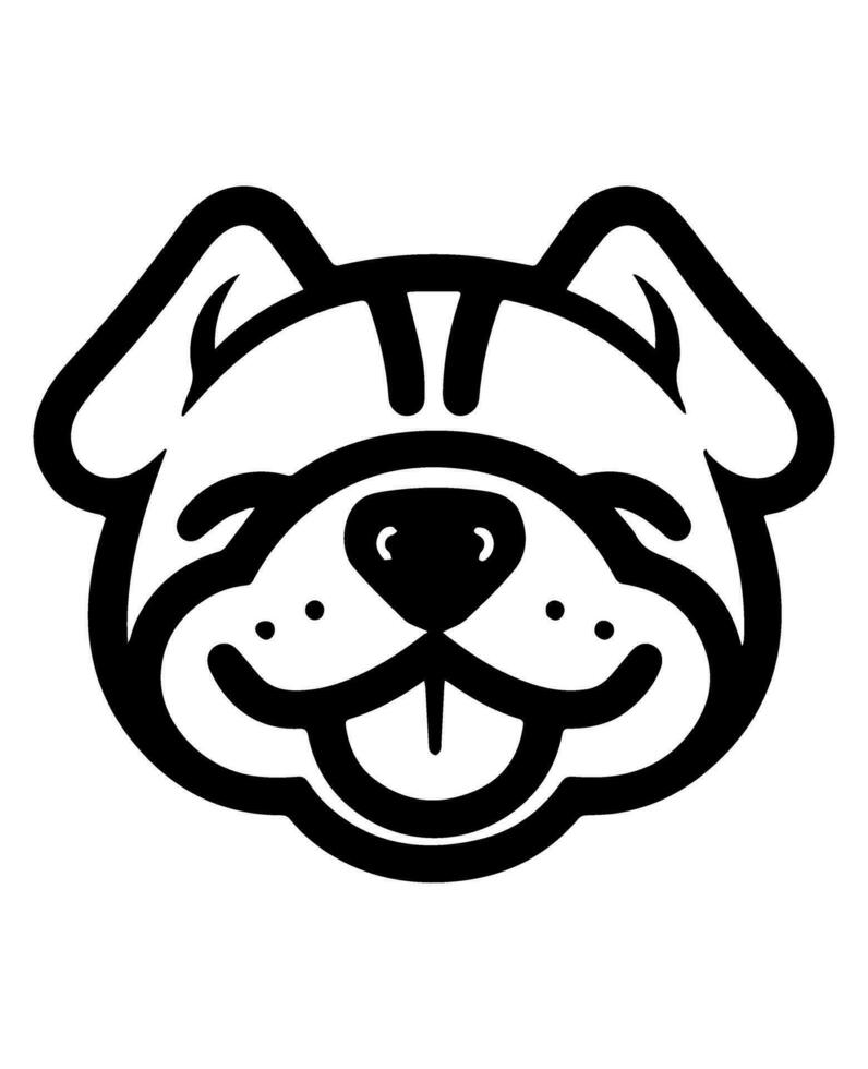 Bulldog vector icon glyph isolated, black and white silhouette.