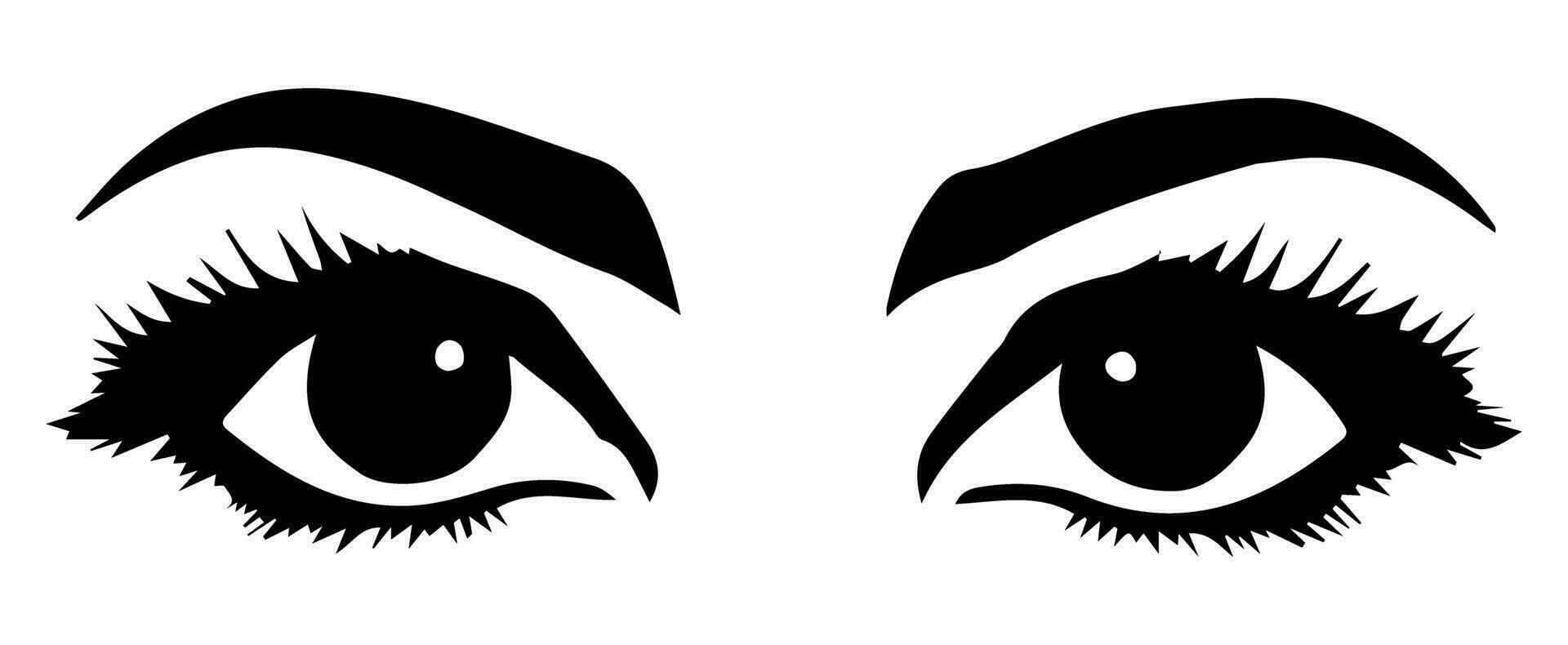 pair of eyes with eyebrows eyelashes vector graphic resources