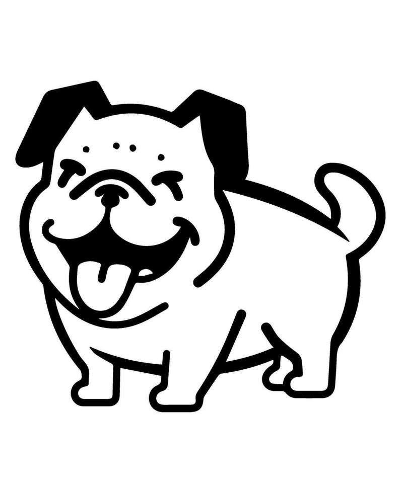 Bulldog vector icon glyph isolated, black and white silhouette.