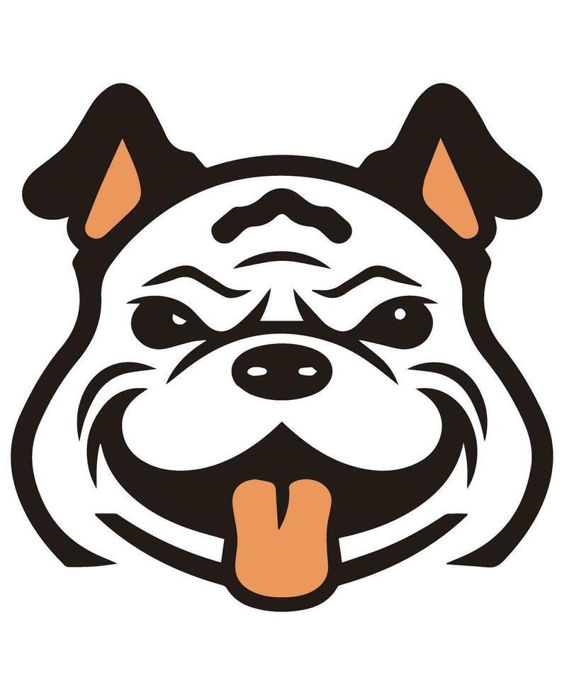 Bulldog vector icon glyph isolated, black and white silhouette.