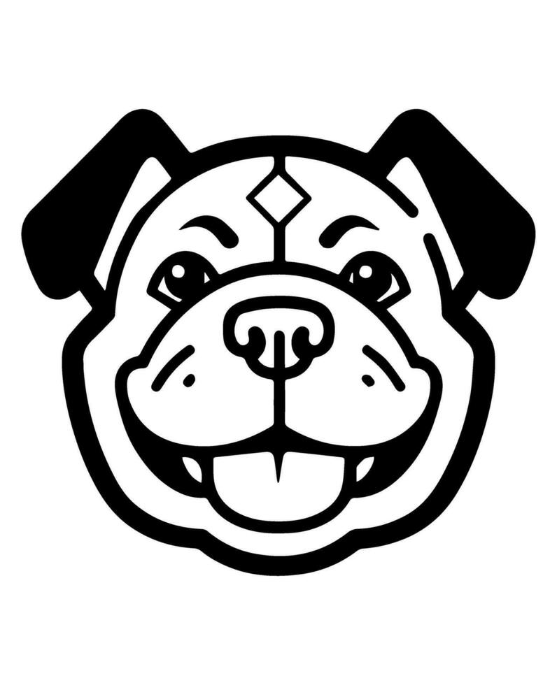 Bulldog vector icon glyph isolated, black and white silhouette.