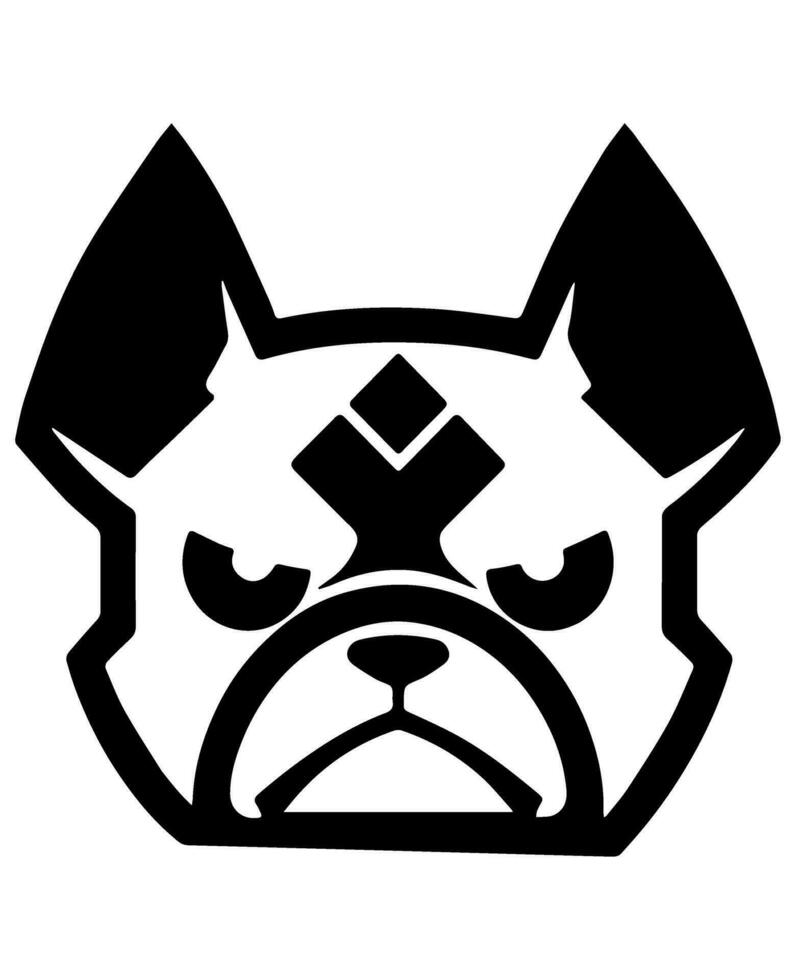 Bulldog vector icon glyph isolated, black and white silhouette.