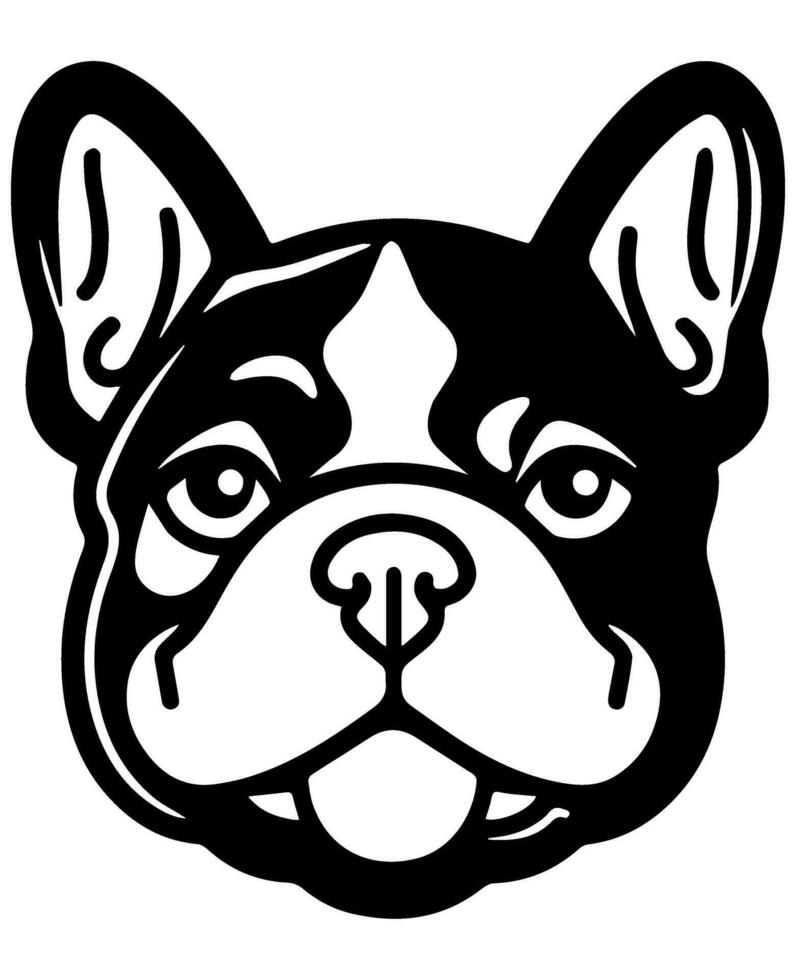 Bulldog vector icon glyph isolated, black and white silhouette.