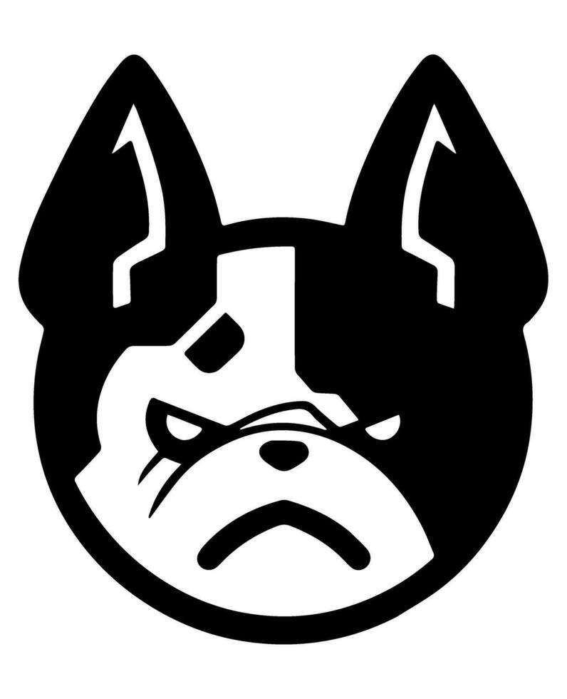 Bulldog vector icon glyph isolated, black and white silhouette.