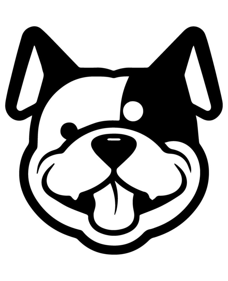 Bulldog vector icon glyph isolated, black and white silhouette.