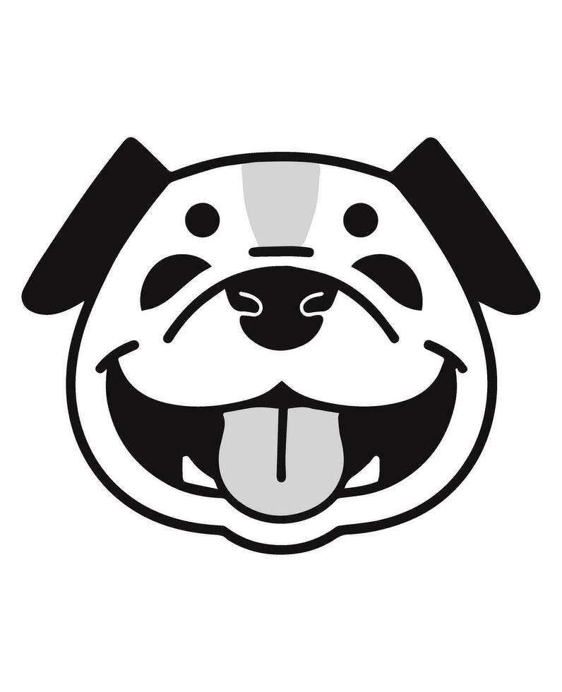 Bulldog vector icon glyph isolated, black and white silhouette.