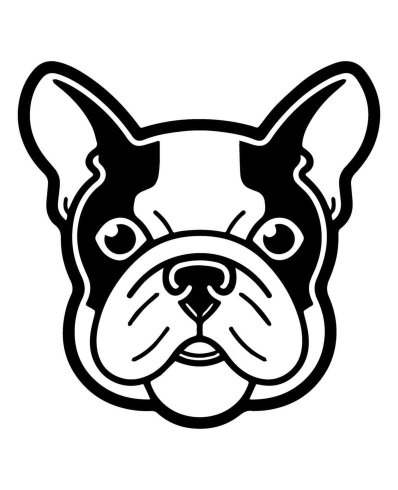 Bulldog vector icon glyph isolated, black and white silhouette.