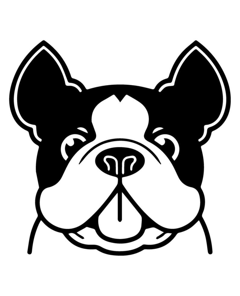Bulldog vector icon glyph isolated, black and white silhouette.