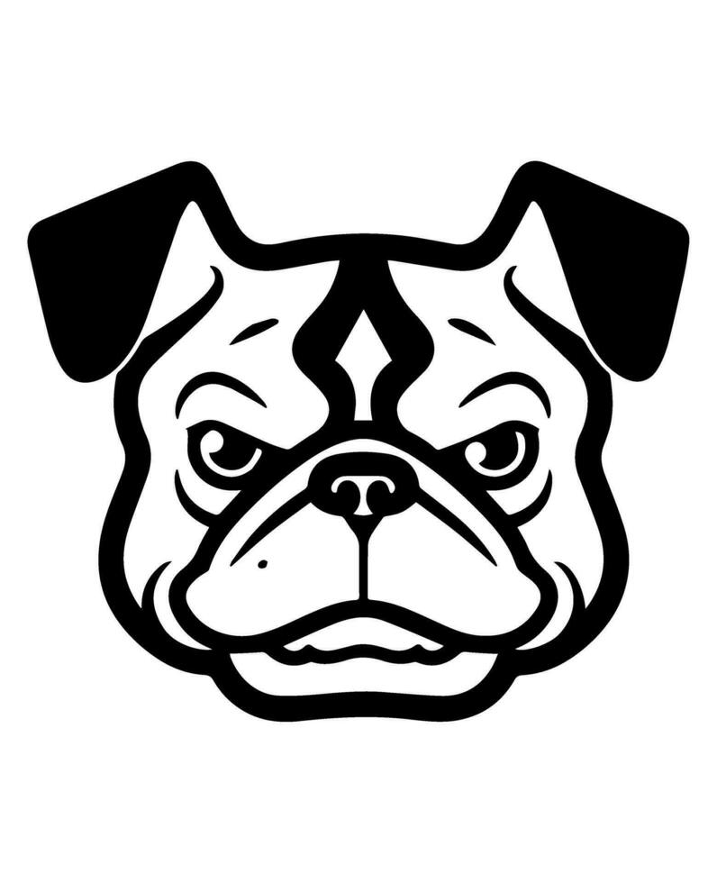 Bulldog vector icon glyph isolated, black and white silhouette.