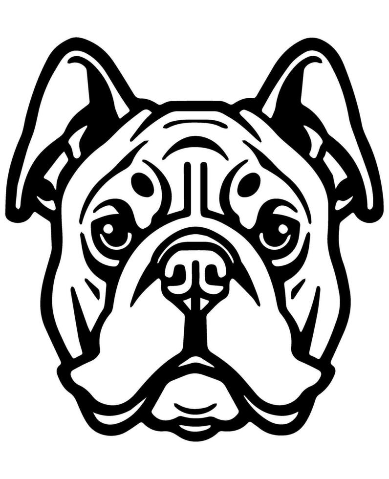 Bulldog vector icon glyph isolated, black and white silhouette.