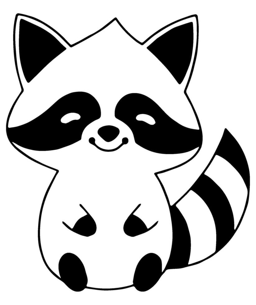 raccoon cute cartoon isolated vector glyph