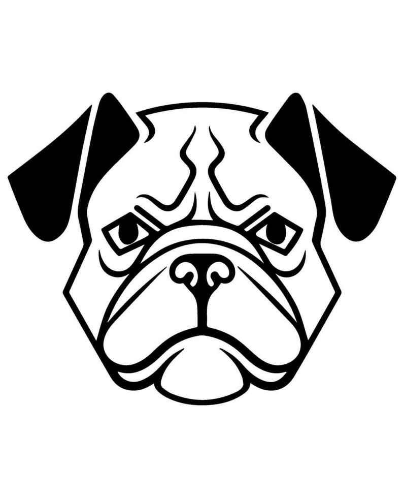 Bulldog vector icon glyph isolated, black and white silhouette.