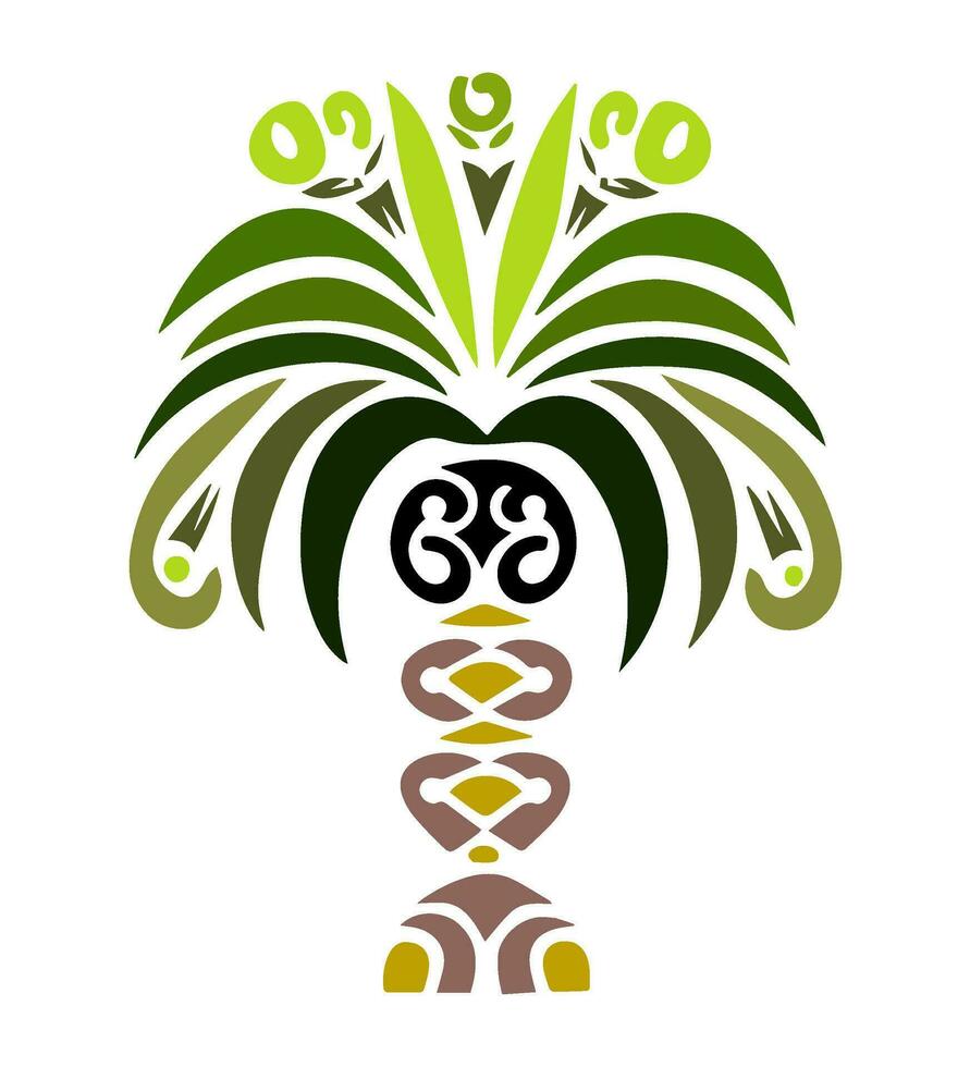 palm trees coconut, tropical tribal illustration, vector icon decoration ornament.