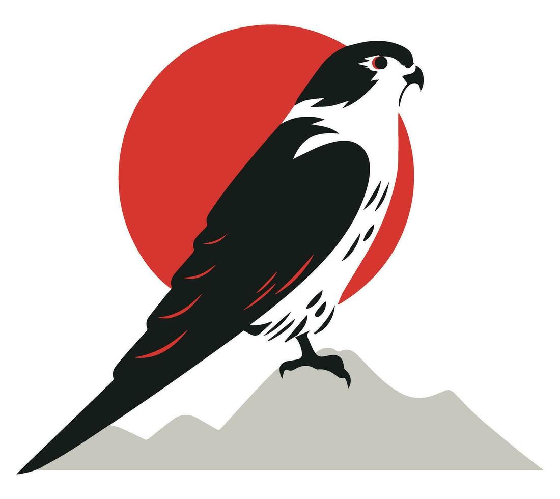 Falcon Eagle vector icon Japanese illustration style