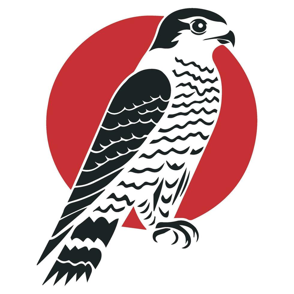 Falcon Eagle vector icon Japanese illustration style