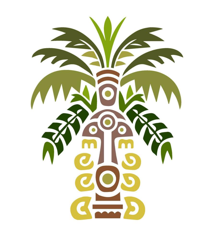 palm trees coconut, tropical tribal illustration, vector icon decoration ornament.