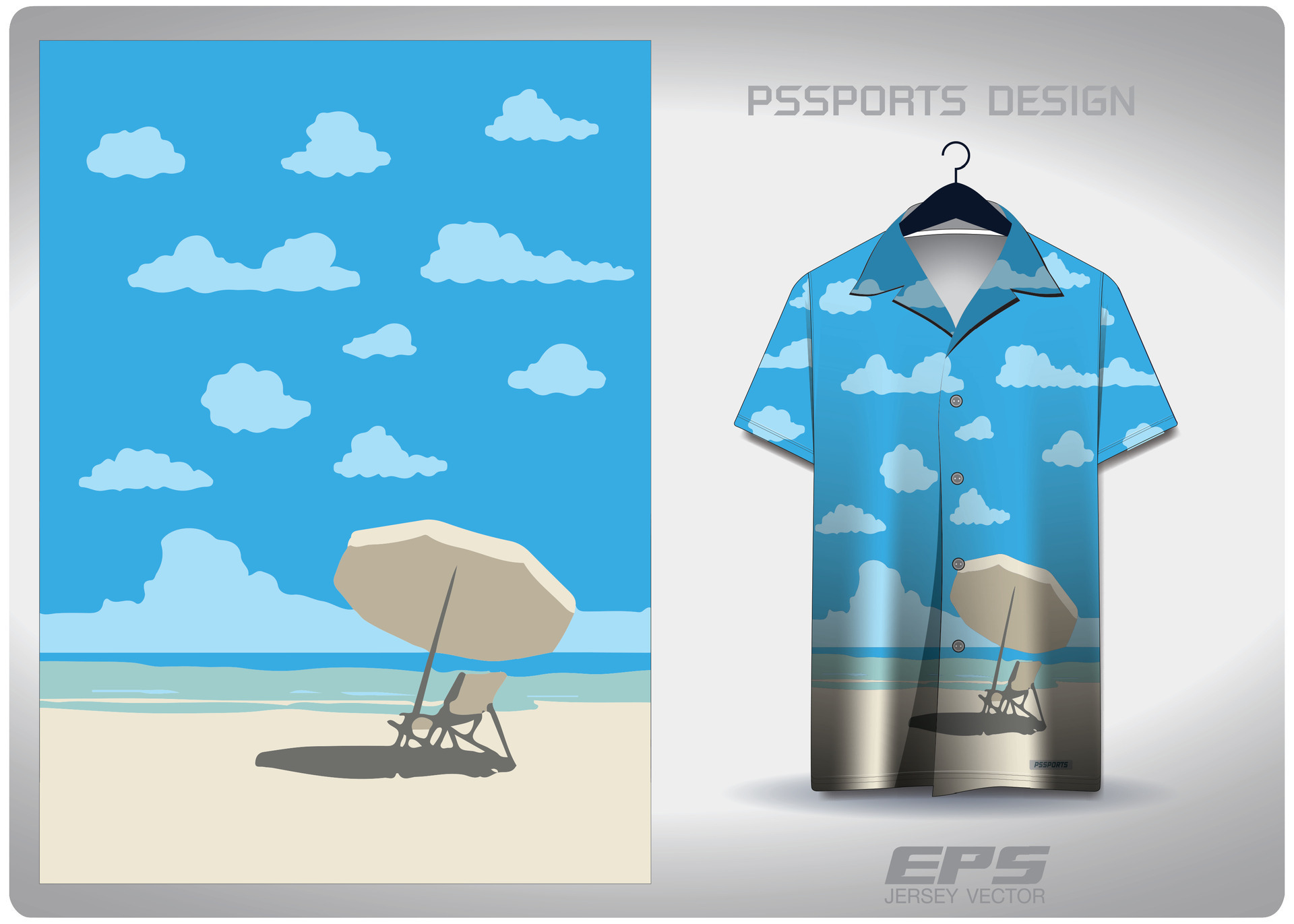 Vector hawaiian shirt background image.beach sky pattern design