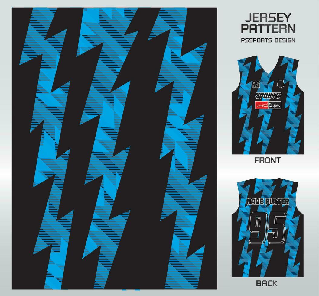 Blue Lightning Style Jersey pattern textile for Sport t-shirt