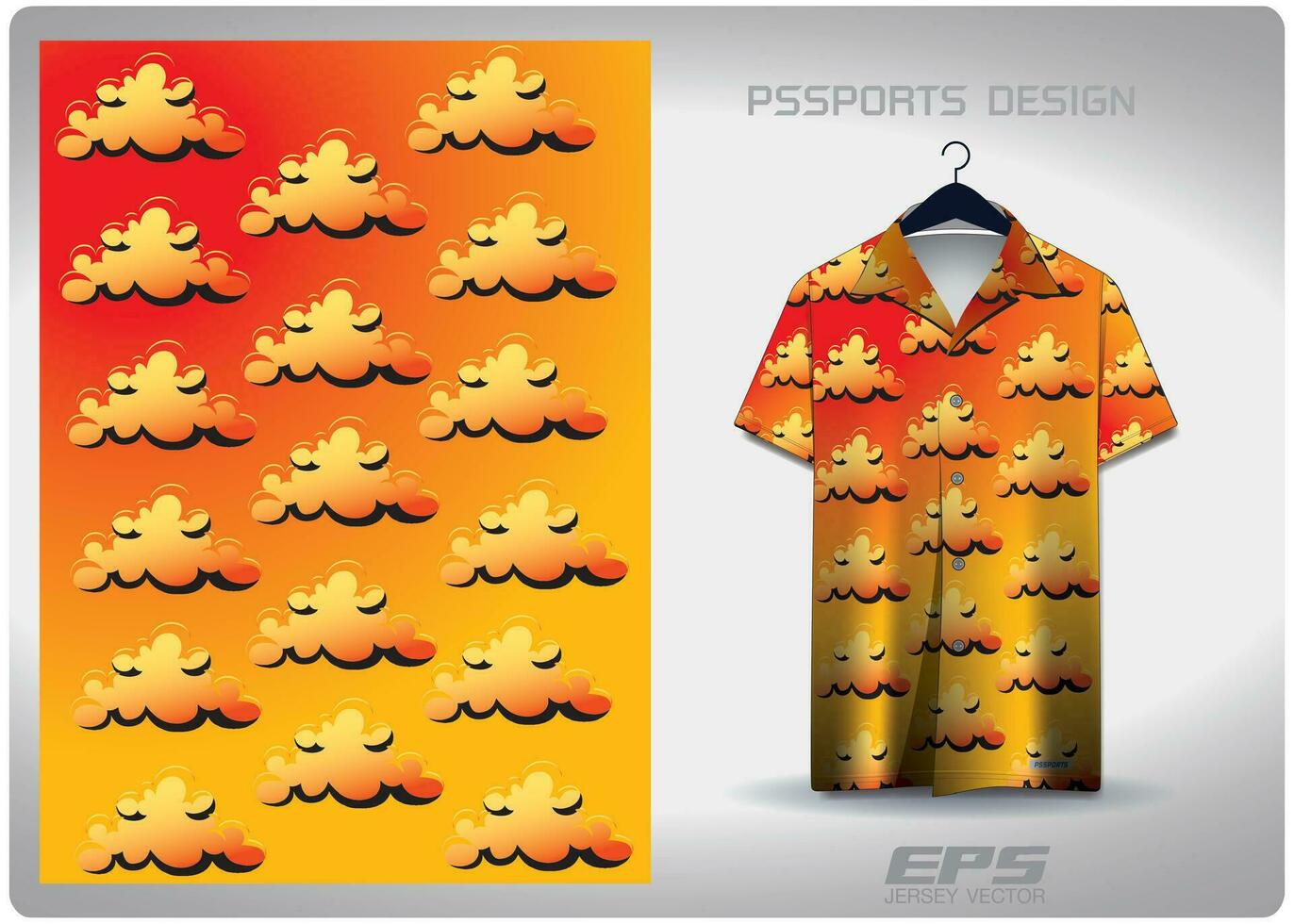 Vector hawaiian shirt background image.golden yellow clouds pattern design, illustration, textile background for hawaiian shirt,jersey hawaiian shirt