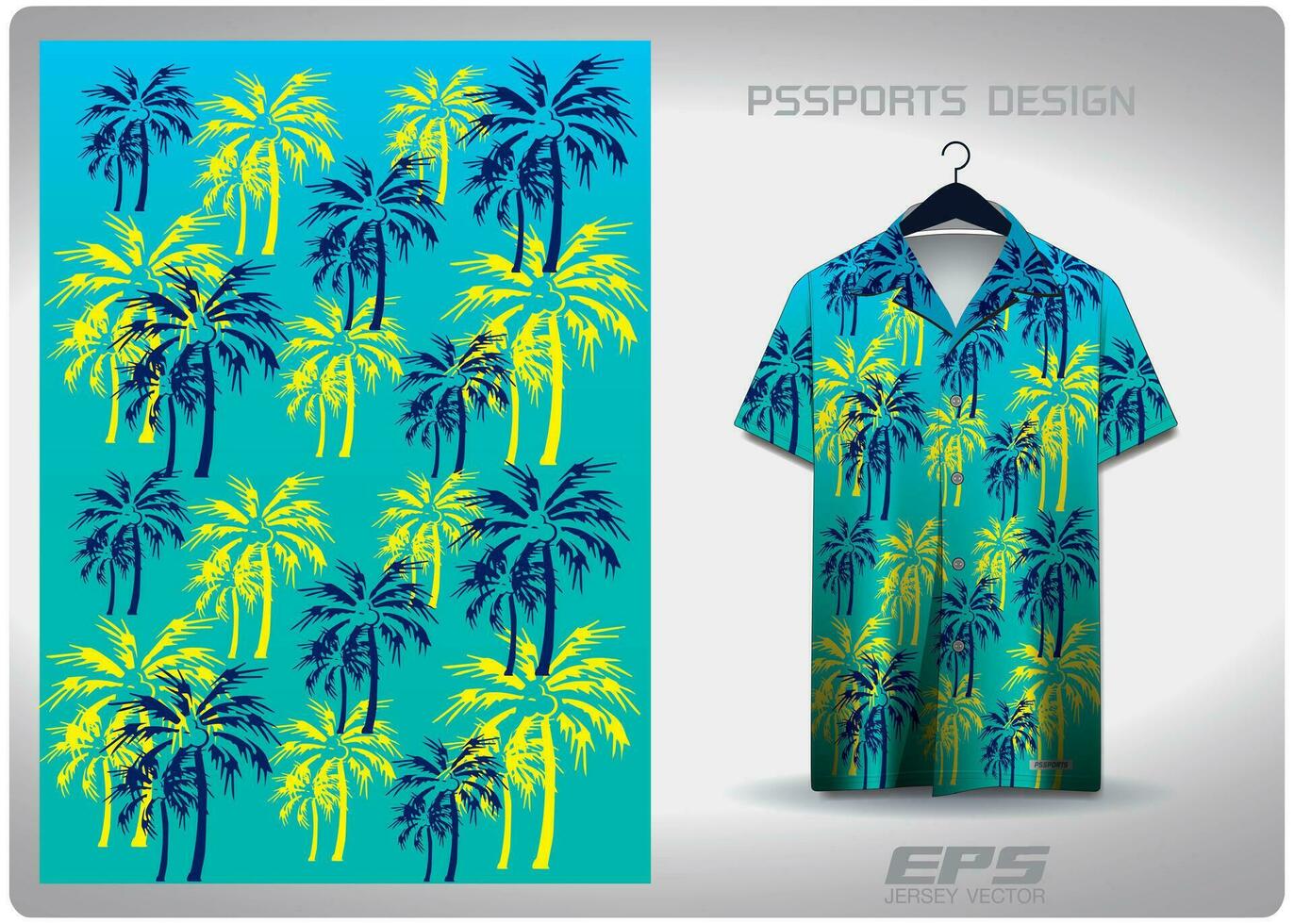 Vector hawaiian shirt background image.yellow blue coconut tree pattern design, illustration, textile background for hawaiian shirt,jersey hawaiian shirt