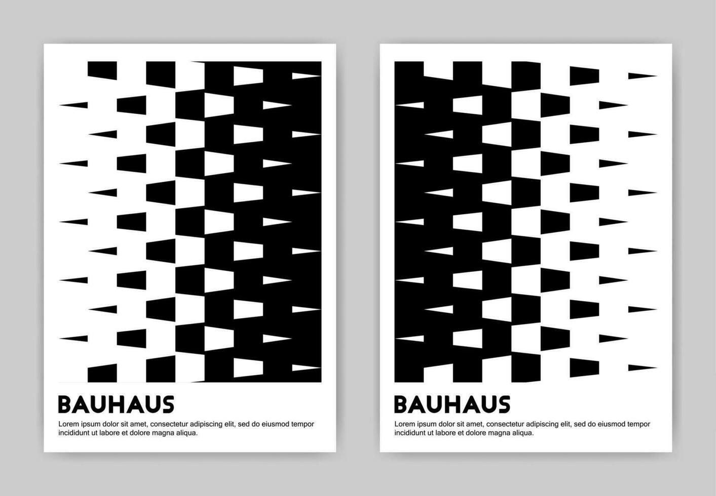 Set of black and white posters of geometric shapes in Bauhaus style. Abstract wall art. vector