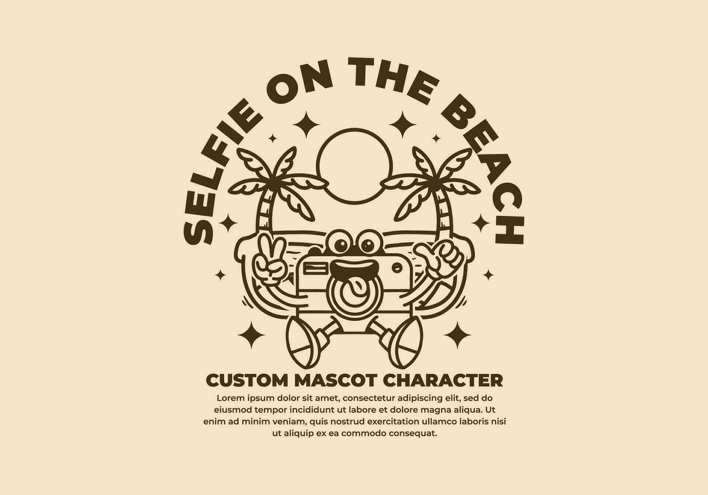 Mascot character of camera on the beach vector