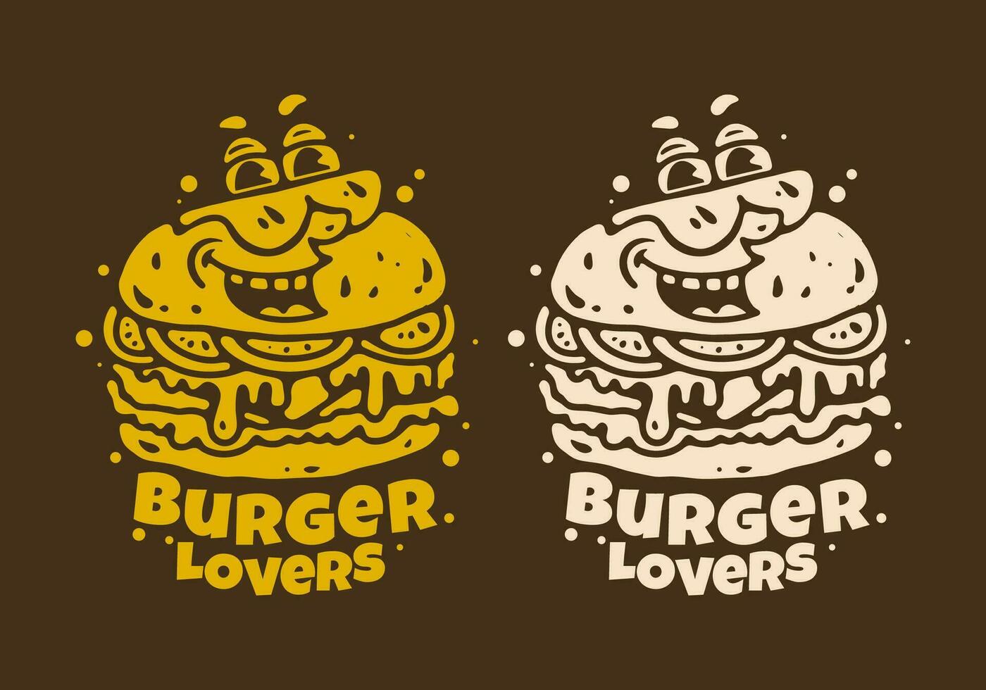 burger mascot character with happy face vector