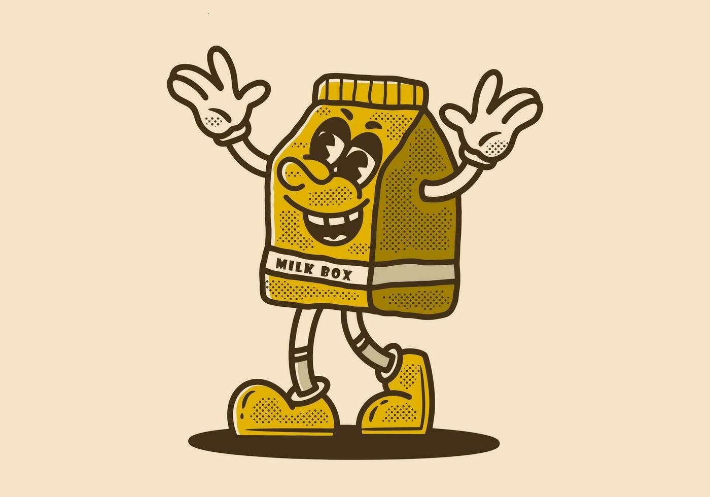 milk box mascot character walking with happy face vector