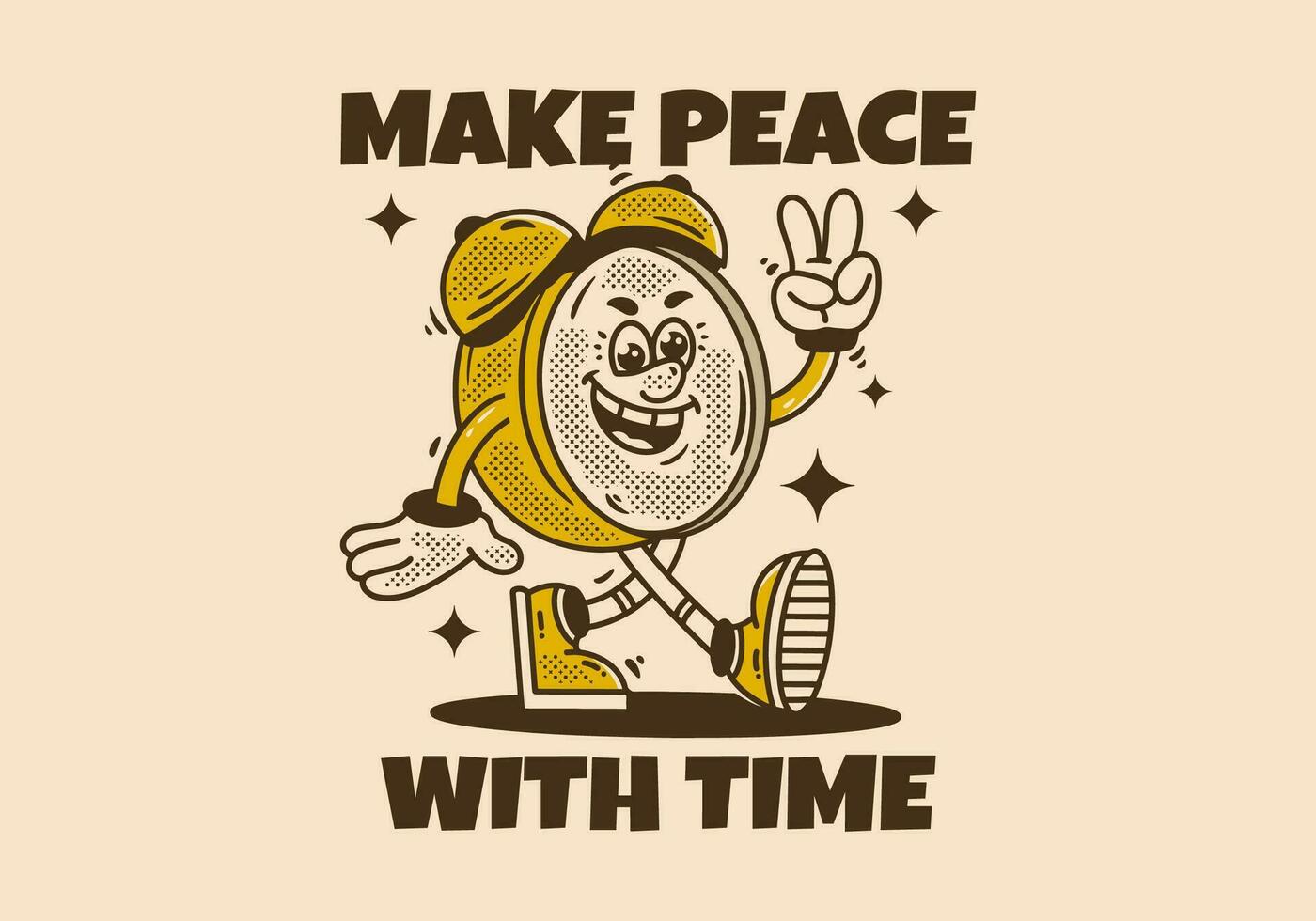 alarm clock mascot character walking with happy face vector