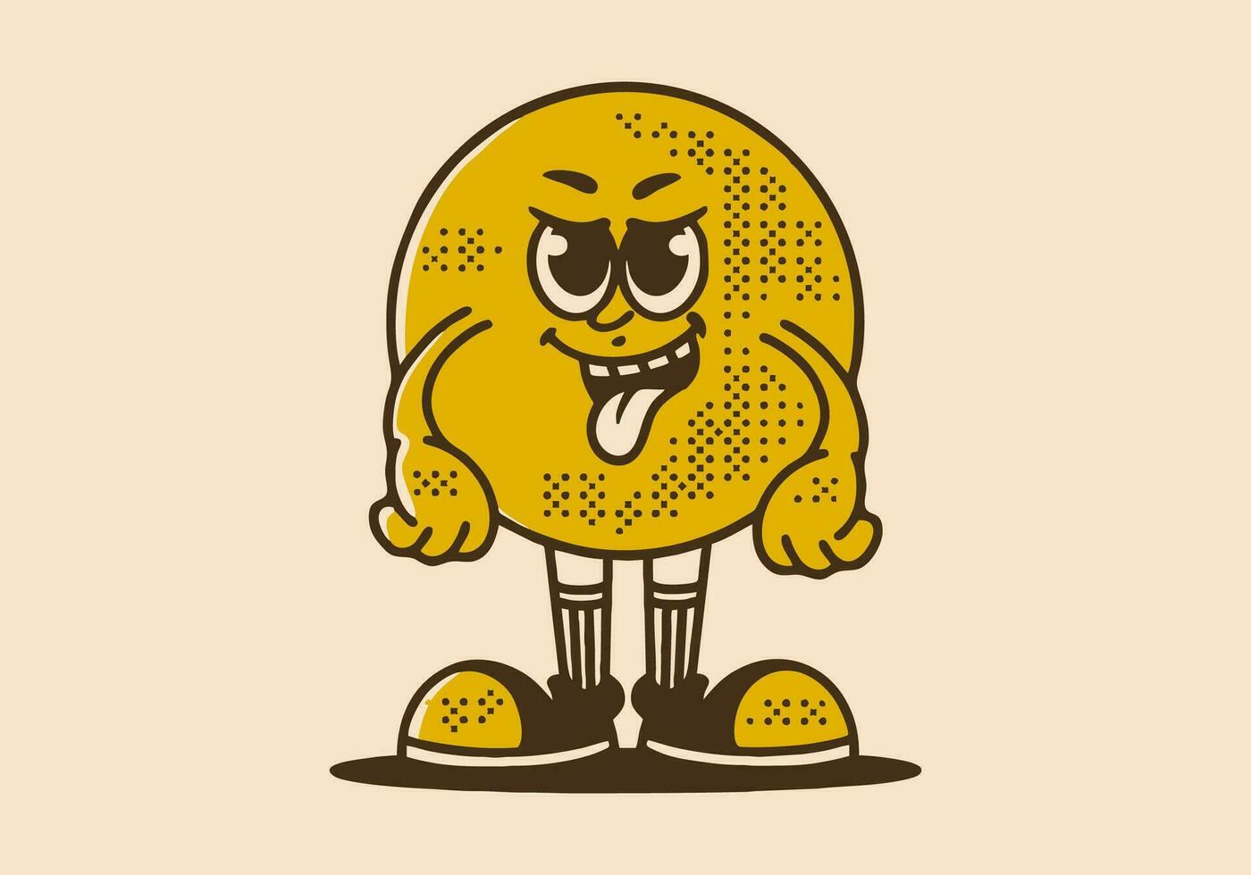 Mascot character of ball head with cunning expression vector