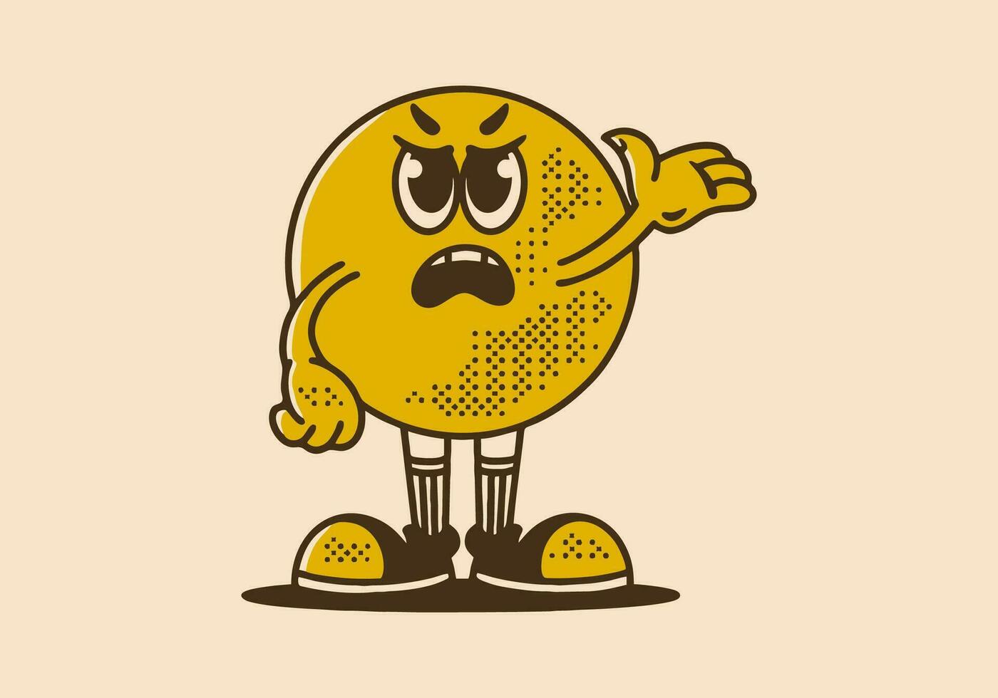 Mascot character of ball head with angry expression vector