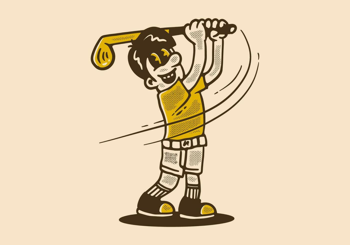 Mascot character design of a guy holding a golf stick vector