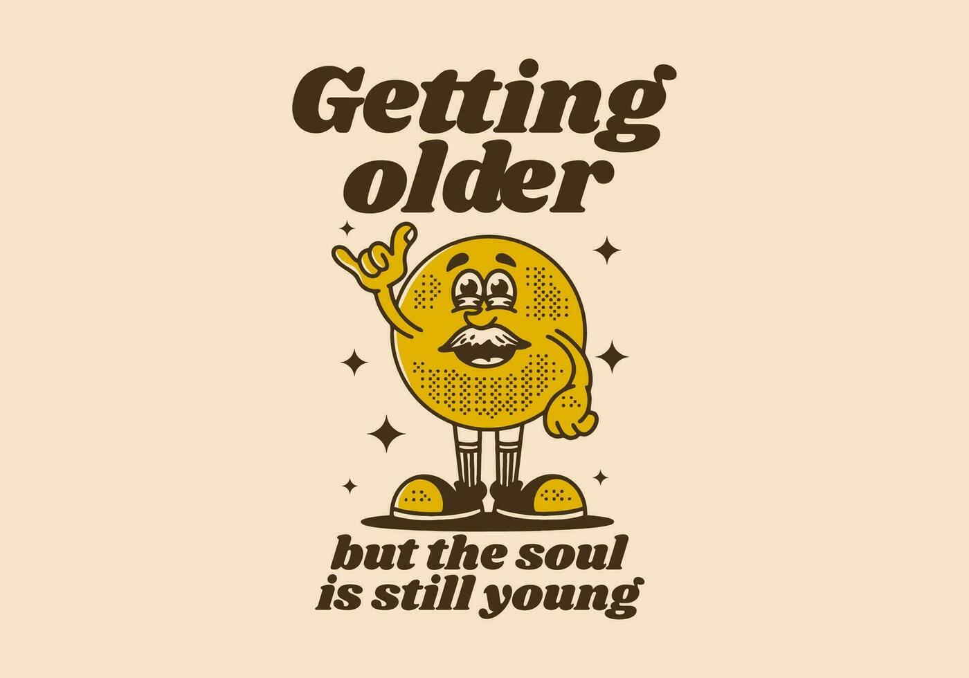 Vintage mascot character of ball head with quote design vector