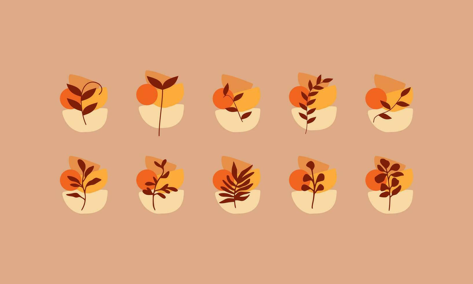 Autumn leaves collections with organic shapes element. Leaves elements collection. Set of autumn leaves element. vector