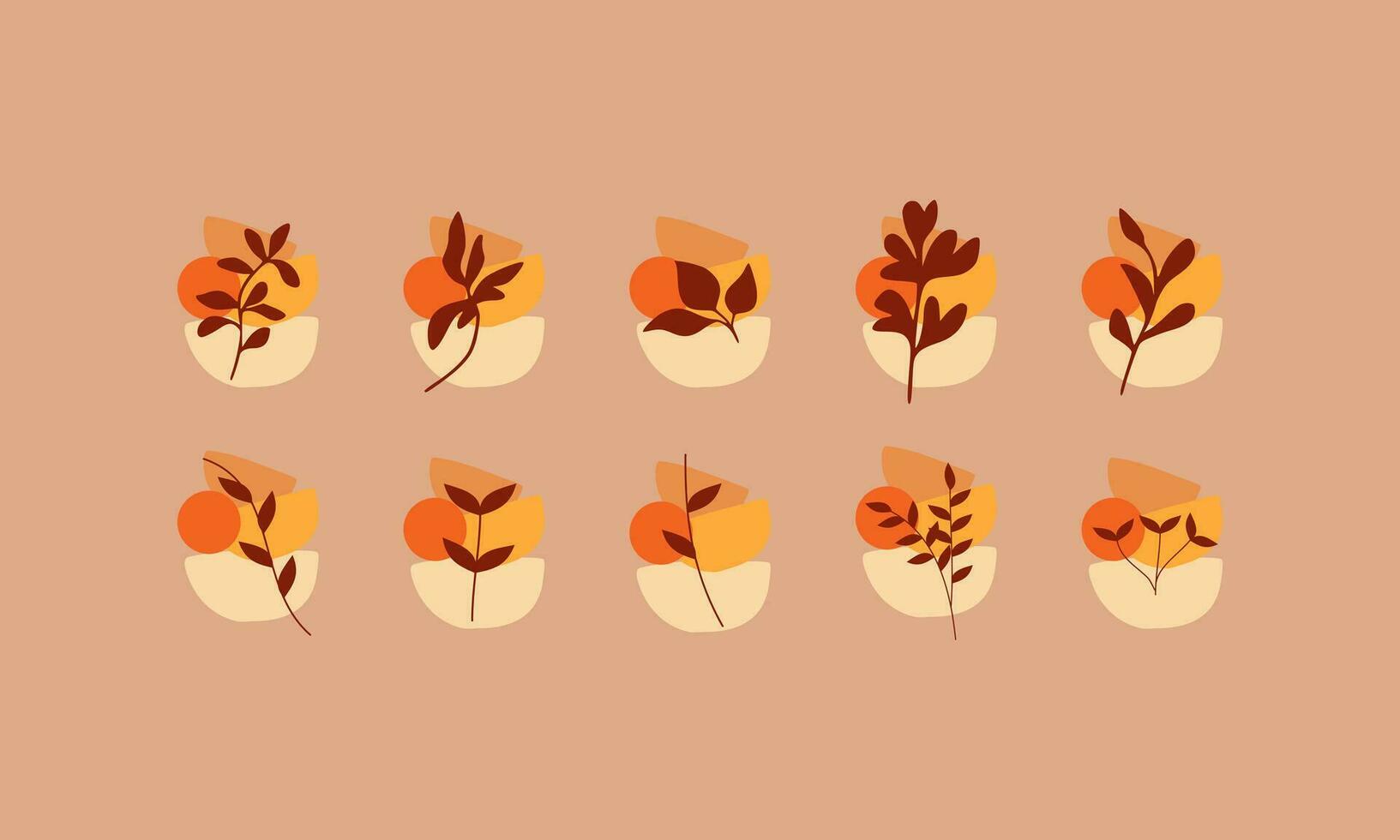 Autumn leaves collections with organic shapes element. Leaves elements collection. Set of autumn leaves element. vector