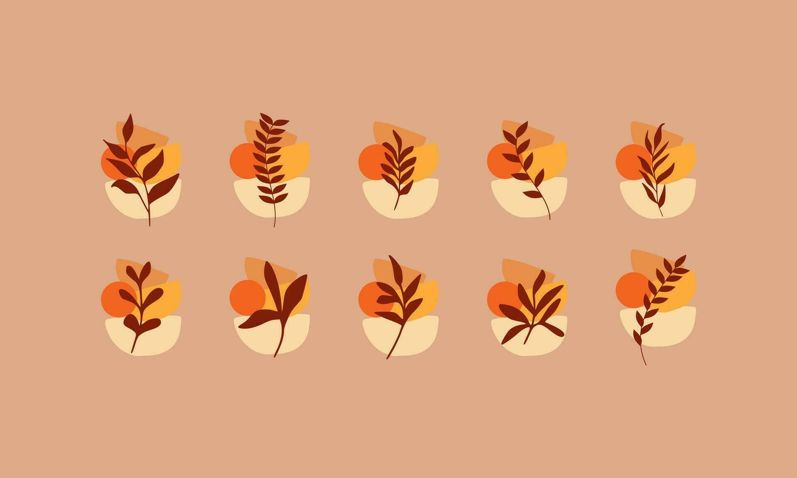 Autumn leaves collections with organic shapes element. Leaves elements collection. Set of autumn leaves element. vector