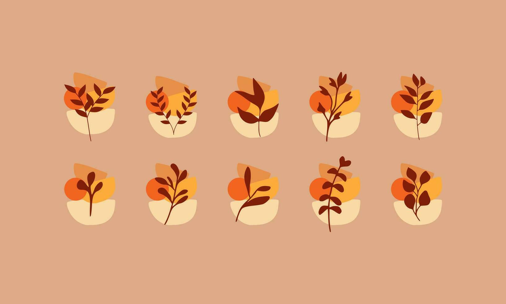 Autumn leaves collections with organic shapes element. Leaves elements collection. Set of autumn leaves element. vector