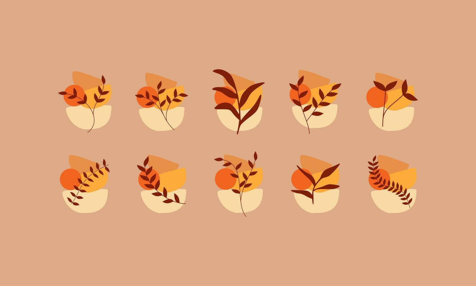 Autumn leaves collections with organic shapes element. Leaves elements collection. Set of autumn leaves element. vector