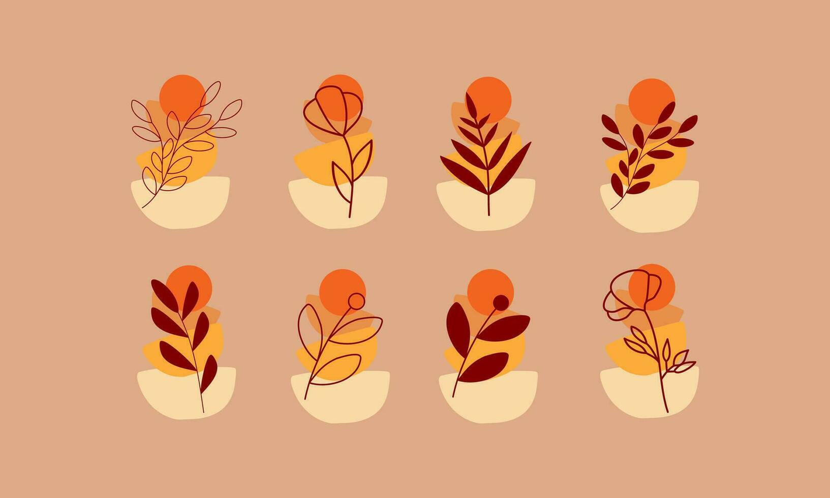 Autumn leaves collections with organic shapes element. Leaves elements collection. Set of autumn leaves element. vector