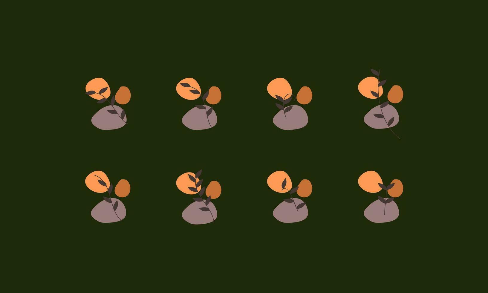 Set of leaf elements illustration. Leaves elements illustration. Collections of leaf element isolated on green background. vector