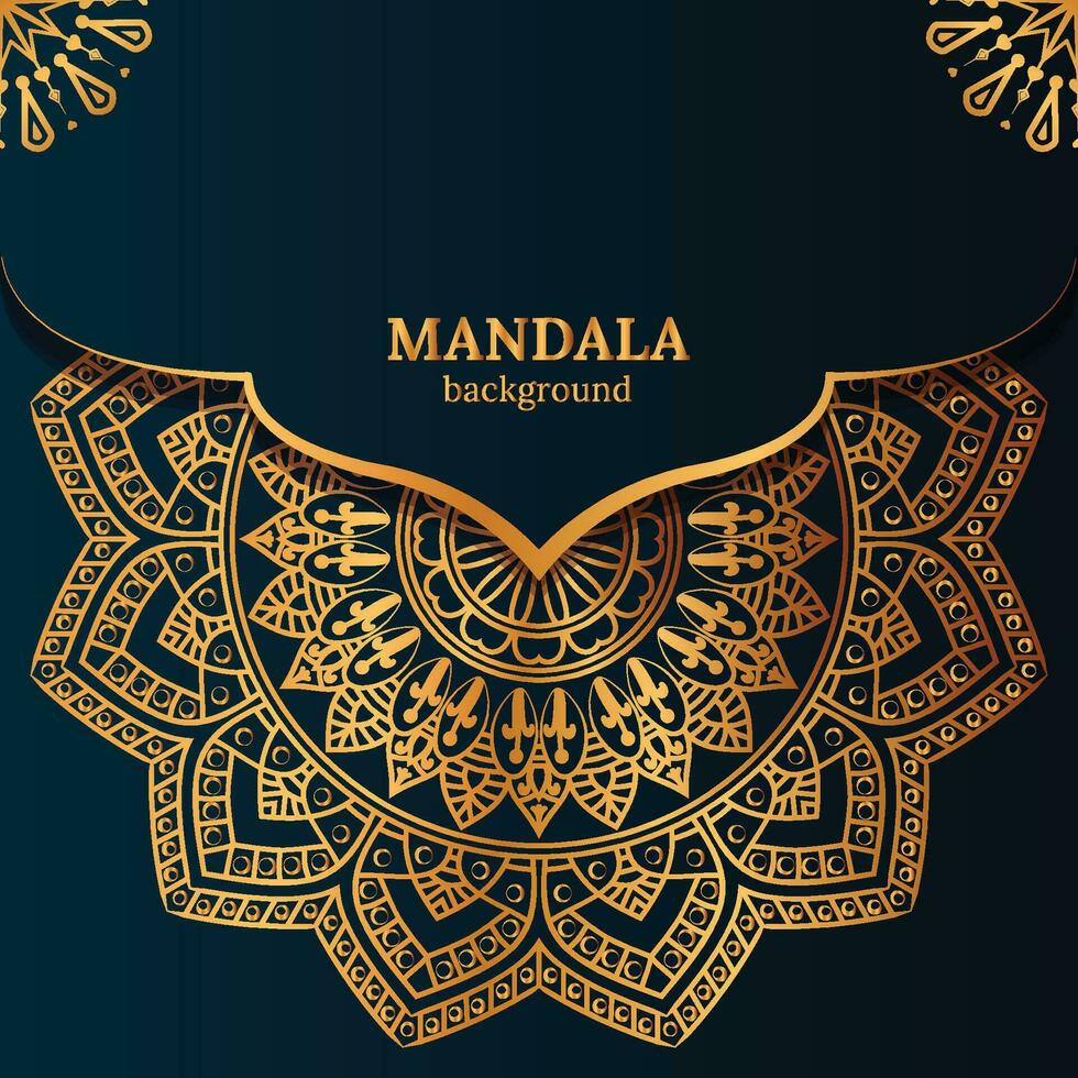 lujo mandala antecedentes con dorado arabesco modelo Arábica islámico este estilo. Ramadán estilo decorativo mándala mandala para imprimir, póster, cubrir, vector