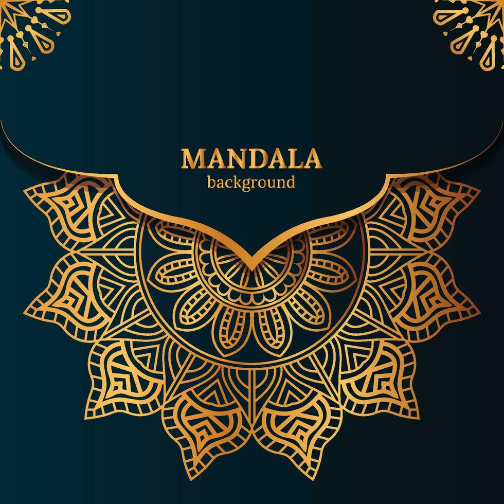 lujo mandala antecedentes con dorado arabesco modelo Arábica islámico este estilo. Ramadán estilo decorativo mándala mandala para imprimir, póster, cubrir, vector