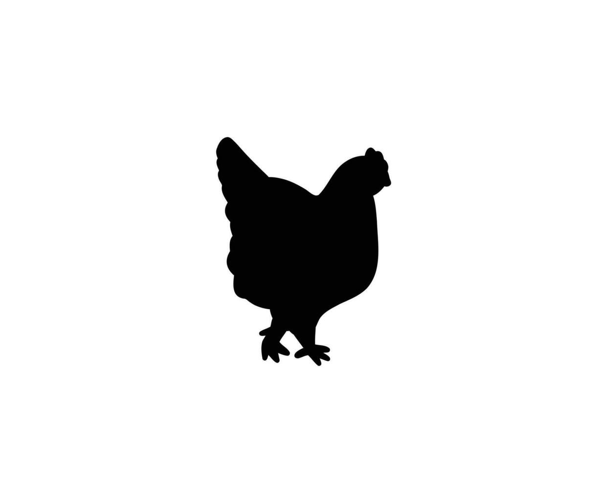 Hen silhouette. Vector illustration about farm domestic bird. Symbol of chicken meat and eggs. Animal logoin black color