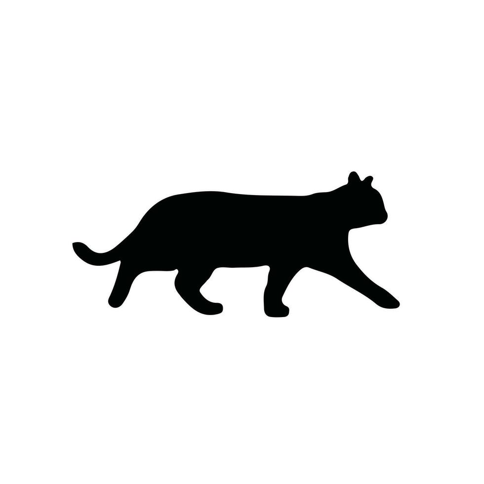 Walking cat silhouette symbol. Linear style sign for mobile concept and web design. Domestic house pet. Mammal animals vector