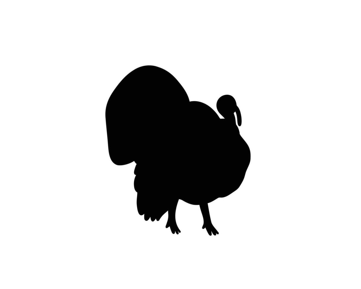 Silhouette of turkey. Vector illustration for Thanksgivind Day. Domestic farm bird. Symbol of meat for holiday dinner. Traditional animal