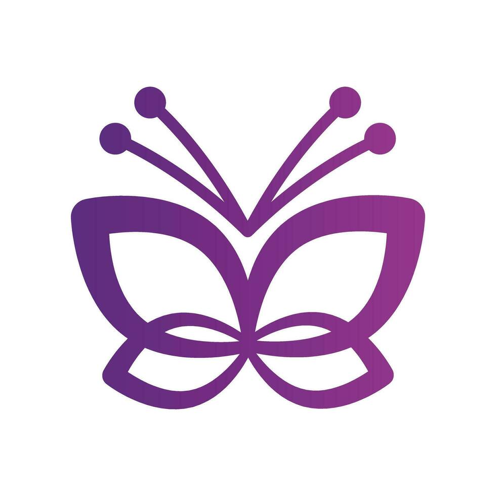 púrpura degradado mariposa logo diseño vector
