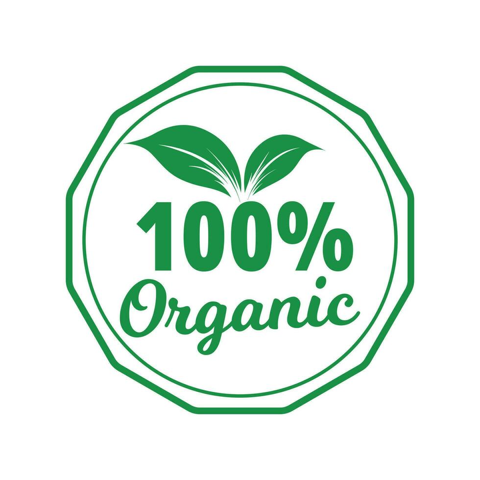 Vector 100 organic food certified icon and logo design