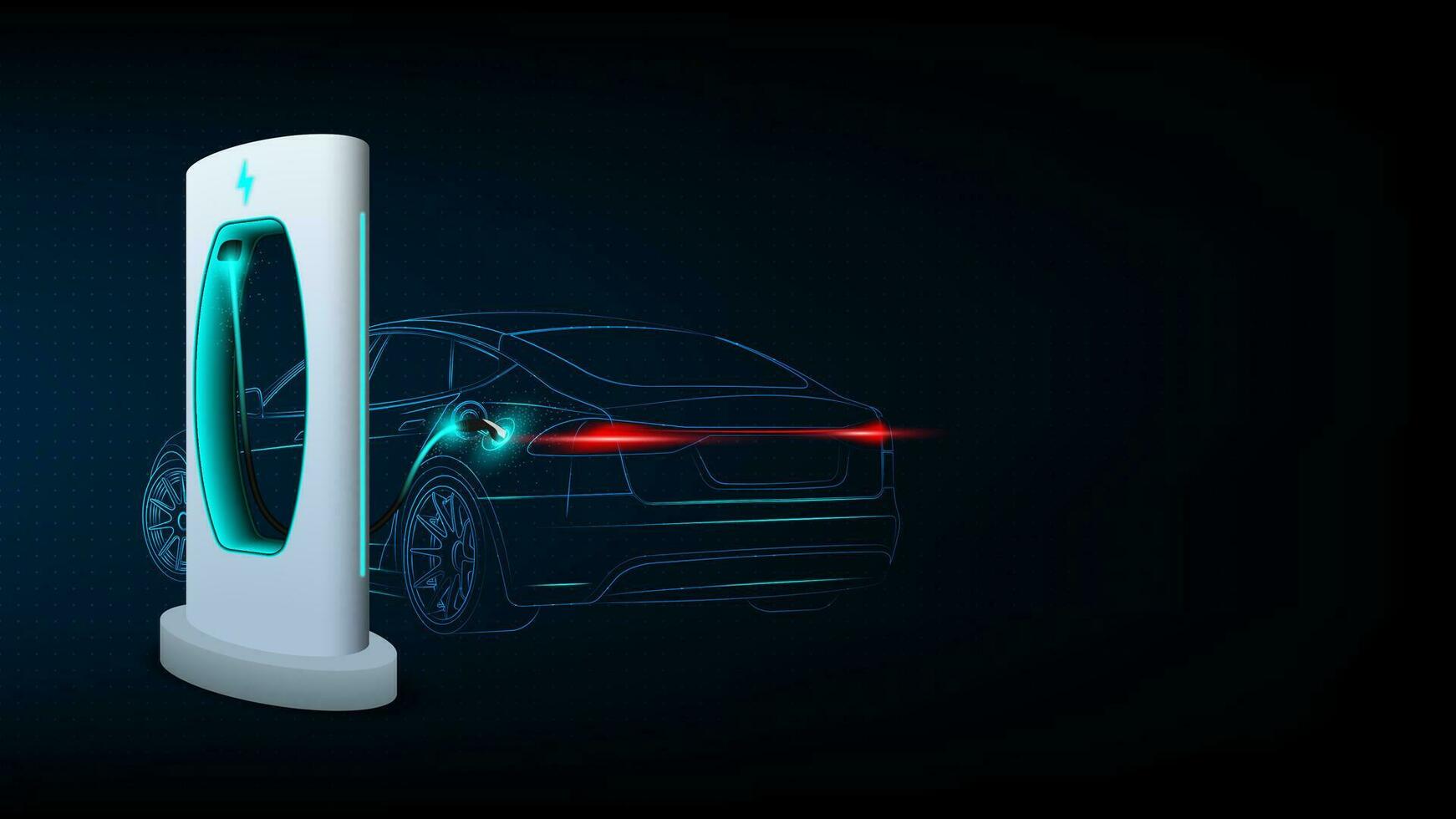 Electric car at charging station. Abstract Electric Power Charger EV